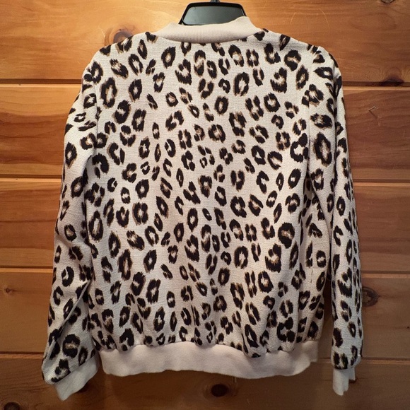 Chicos 0 (SM) Jacket Leopard Animal Print Unlined Pocket Gold Zip Lightweight - Picture 8 of 10